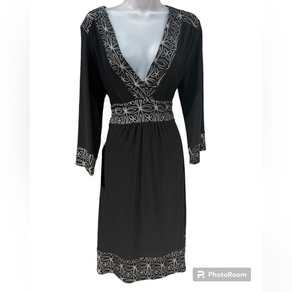 Vintage Ronni Nicole Dress size 10 Black with tie back and stitched design